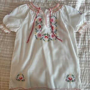 Bella Swan Y2K Embroidered White Blouse